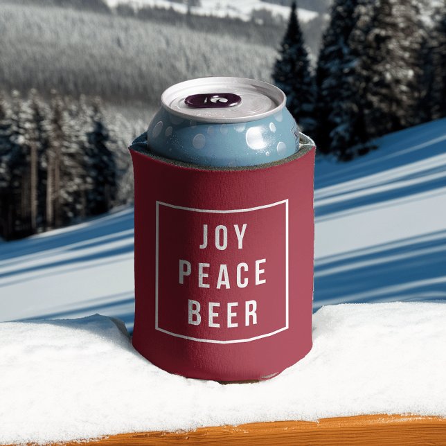 Porta-lata Joy Peace Beer | Feriado vermelho e branco engraça (Criador carregado)