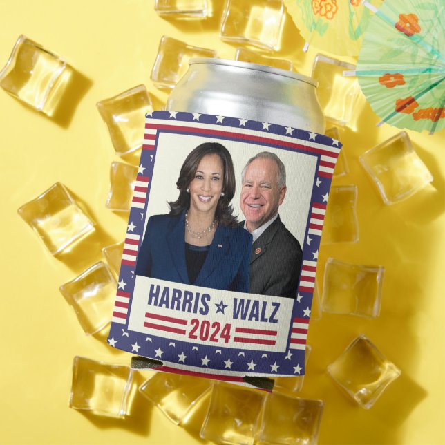 Porta-lata Kamala Harris Tim Walz 2024 Presidente Vice Fotos (Verão in situ)
