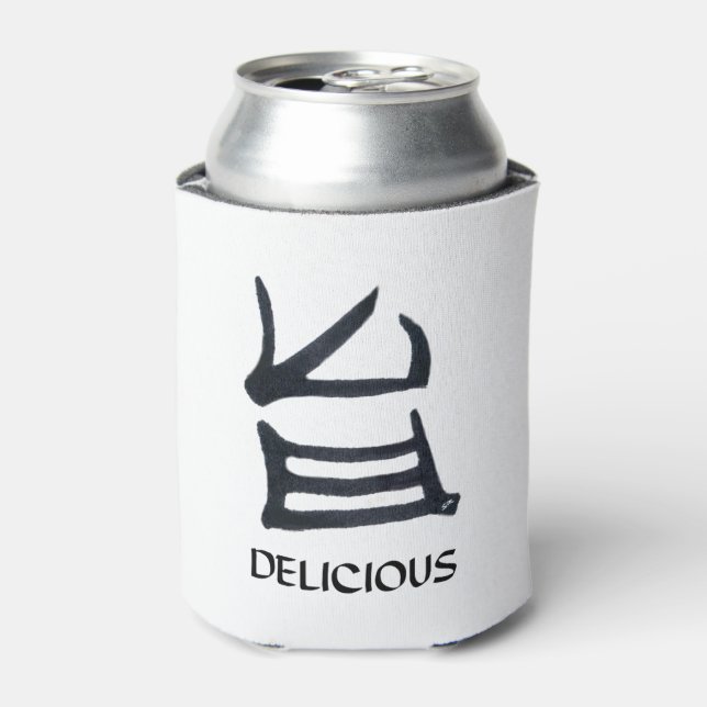 Porta-lata Kanji Delicious branco pode resfriar (Can Front)