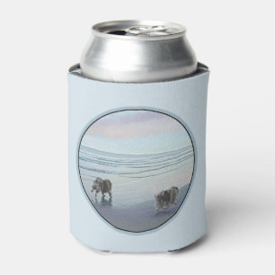 Porta-lata Keeshonds na Arte de Cão de Pintura em Seashore