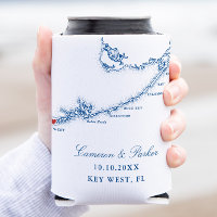 Key West FL Map Elegante Marinho Blue Weding Favor