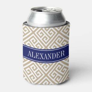 Porta-lata Khaki Que Chave Grega Diag T Nome do Marinho Monog