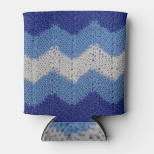 Porta-lata Knit com risca azul e branca