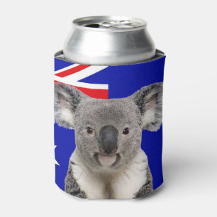 Porta-lata Koala com fundo de bandeira australiana
