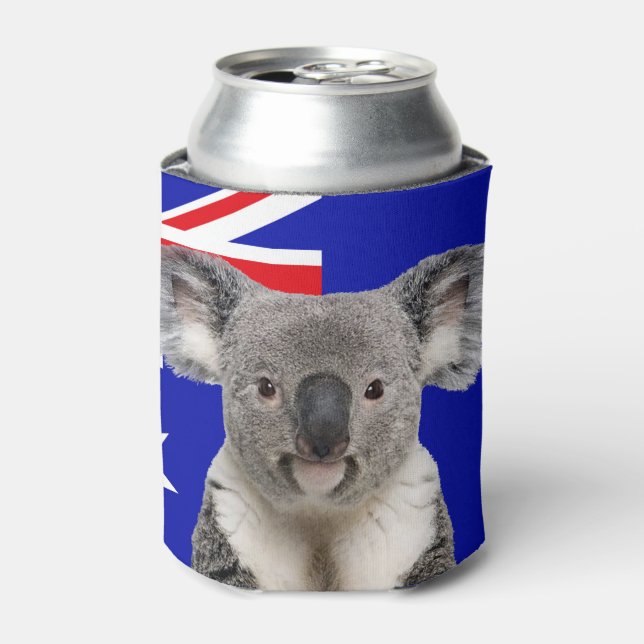 Porta-lata Koala com fundo de bandeira australiana (Can Front)