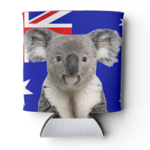 Koala com fundo de bandeira australiana