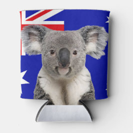 Porta-lata Koala com fundo de bandeira australiana