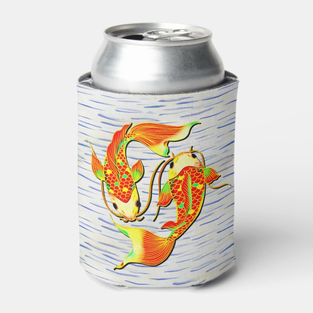 Porta-lata Koi Carp Fish Orange Green - Água (Can Front)