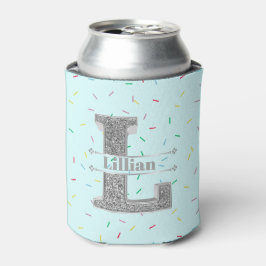 Porta-lata L Inicial De Prata Personalizado Monograma Seu Nom