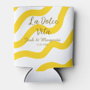 Porta-lata La Dolce Vita amarelo casal de casamento Nome data