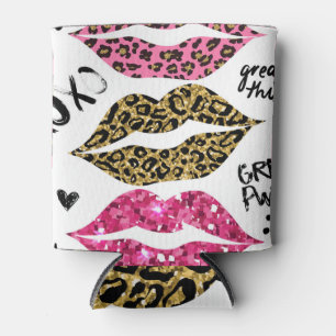 Porta-lata Lábios Luminosos: Impressão Leopardo Motivável