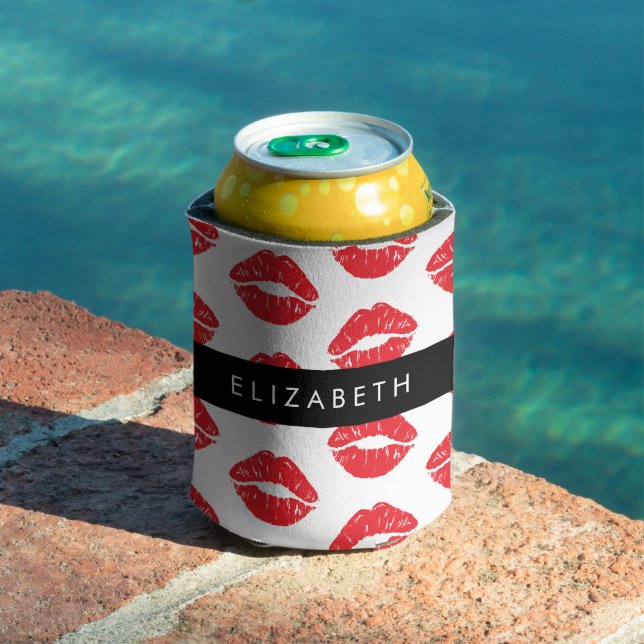 Porta-lata Lábios Vermelhos, Batom Vermelho, Padrão De Lábios (Piscina in situ)
