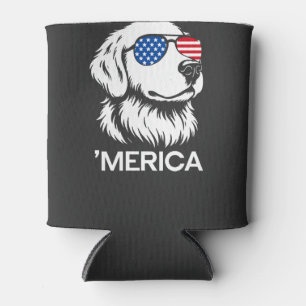 Porta-lata Labrador Patriótico Bandeira Americana Quatro de J
