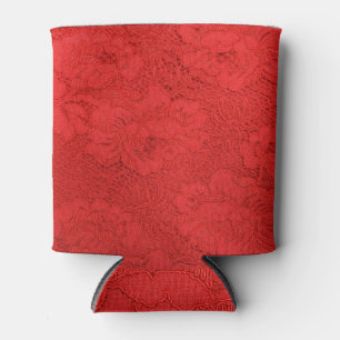 Porta-lata Lace vermelho elegante, textura perfeita