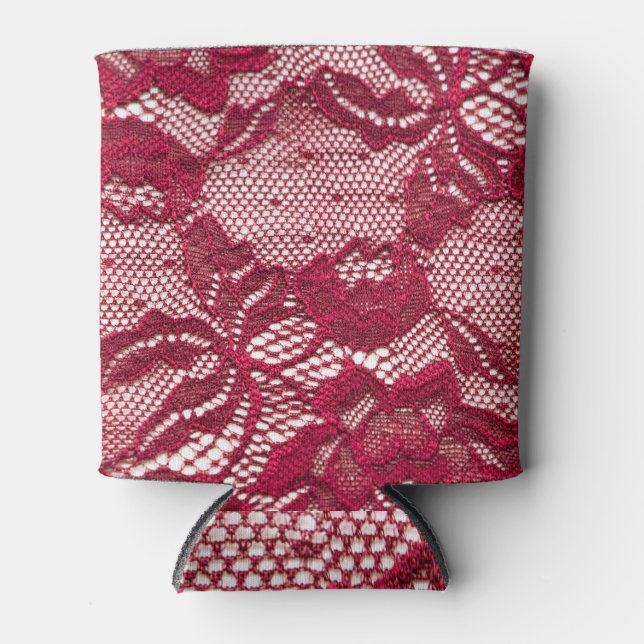 Porta-lata Lace vermelho: têxtil de gaquard elástica. (Frente)