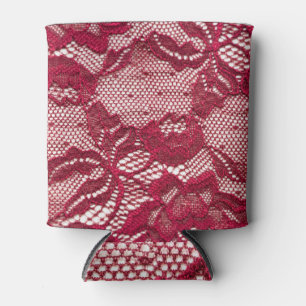 Porta-lata Lace vermelho: têxtil de gaquard elástica.