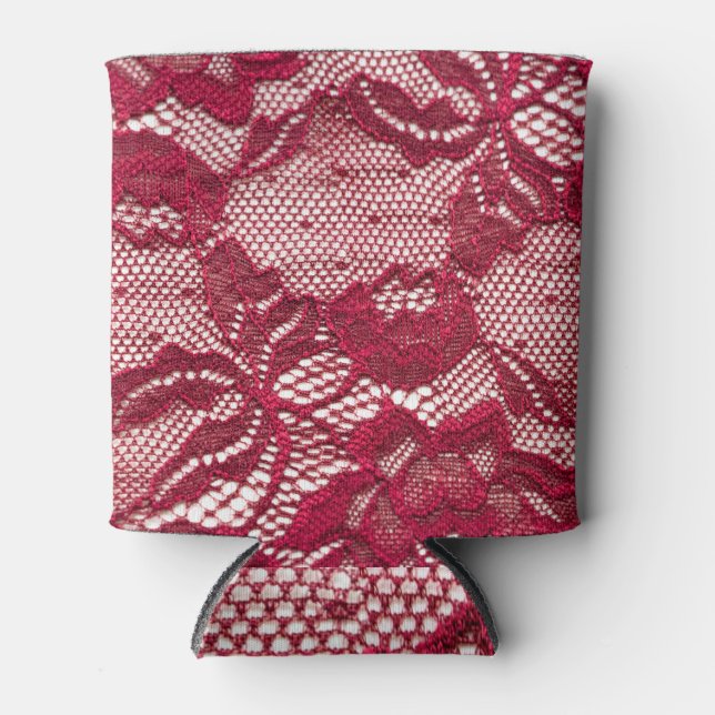 Porta-lata Lace vermelho: têxtil de gaquard elástica. (Frente)
