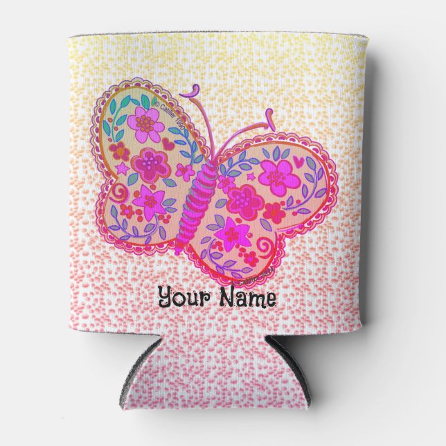 Porta-lata Lacey Butterfly pode resfriar (Frente)