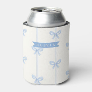 Porta-lata Laço Azul Personalizado Coquette Nome Estético