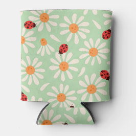 Porta-lata Ladybugs and Daisies Custom Name
