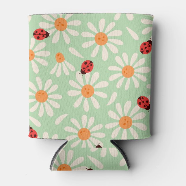 Porta-lata Ladybugs and Daisies Custom Name (Frente)