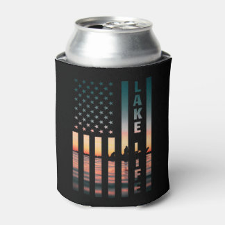 Porta-lata Lago Life Pescador Sunset American Flag Bass Fish