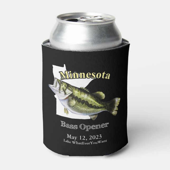 Porta-lata Lago Personalizado/Data Minnesota Bass Opener Dark (Can Front)
