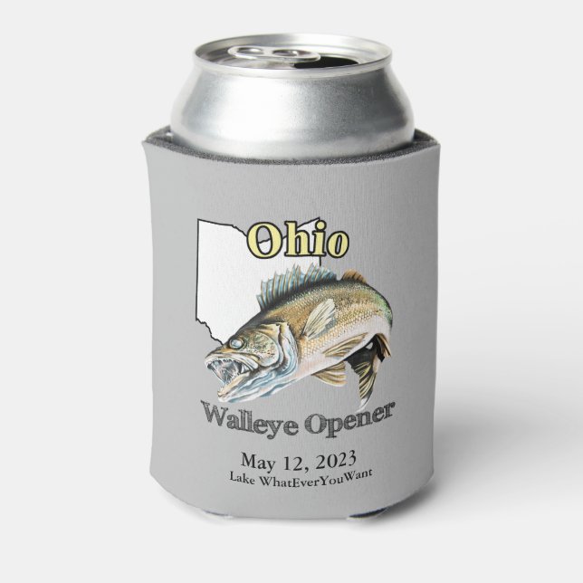 Porta-lata Lago Personalizado/Data Ohio Walleye Opener Light (Can Back)