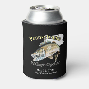 Porta-lata Lago Personalizado/Data Pensilvânia Walleye Opener