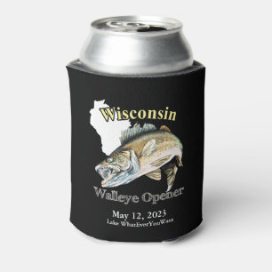 Porta-lata Lago Personalizado/Data Wisconsin Walleye Opener D