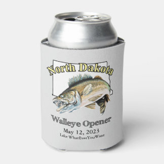 Porta-lata Lago Personalizado e Data Dakota do Norte Walleye