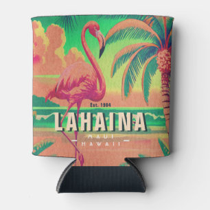 Porta-lata Lahaina Maui Hawaii Retro Flamingo Souvenir 1950