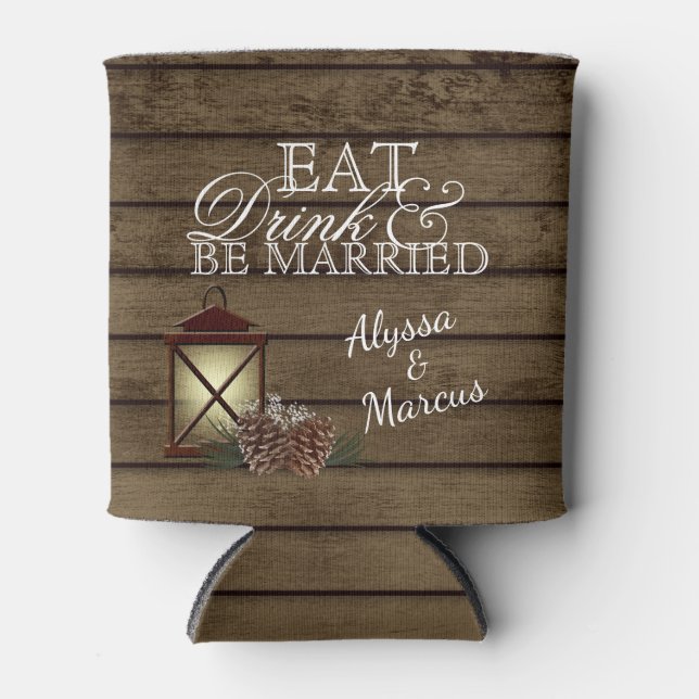 Porta-lata Lanterna e Pinecones Barn Wood (Frente)