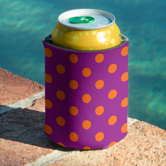 Porta-lata Laranja No Design De Padrão De Bolinhas Roxo