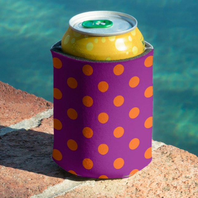 Porta-lata Laranja No Design De Padrão De Bolinhas Roxo (Criador carregado)