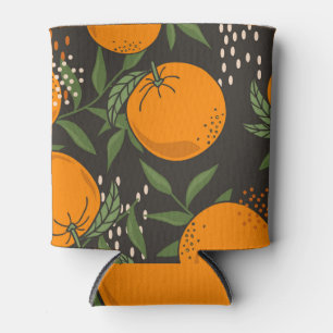Porta-lata Laranjas desenhadas à mão, fundo de colheita color