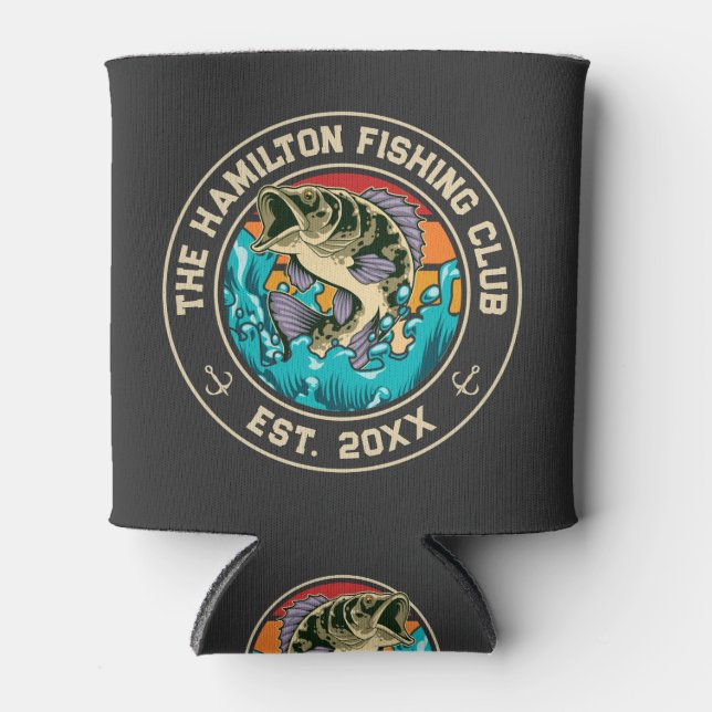 Porta-lata Largemouth Bass Retro Sunset Fisheries Club (Frente)