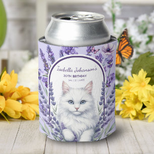 Porta-lata Lavanda Elegante e Aniversário de Gato