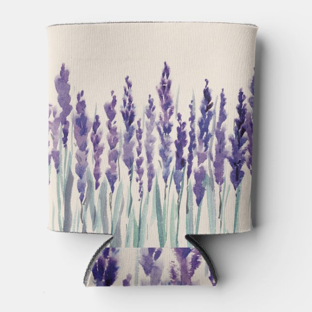 Porta-lata Lavanda francesa: Ilustração de Aquarela (Frente)