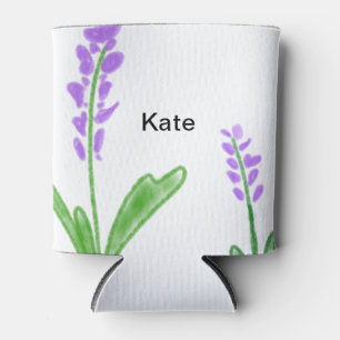 Porta-lata Lavanda roxa cor d'água floral adiciona nome texto
