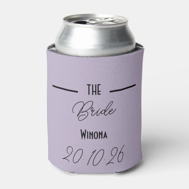 Porta-lata Lavender Bride Wedding Can Cooler (Can Front)