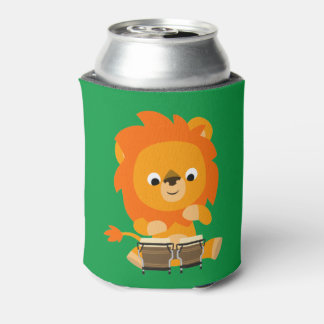 Porta-lata Leão de Cartoon Gelado Jogando Bongos Pode Mais Fr