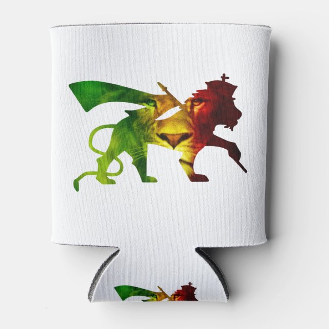 Porta-lata Leão de Judá RASTA | Vermelho Dourado Verde (Frente)