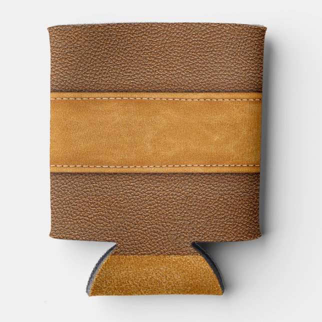 Porta-lata Leather Luxe: Elegância Marrom Assustada (Frente)