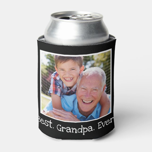 Porta-lata Legal Melhor Avô Alguma Foto Personalizada Preta (Can Front)