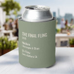 Porta-lata Lembrancinha de despedida de solteira com rótulo d<br><div class="desc">Celebre a noiva com um moderno cooler para latas de creme sage inspirado em rótulos clássicos de museus. Esse favor de despedida de solteira apresenta uma tipografia limpa e um layout minimalista que parece sofisticado, engraçado e atemporal — perfeito para viagens de grupo estilosas, fins de semana de vinho e...</div>