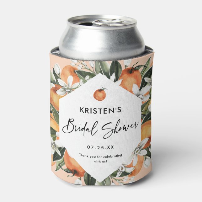 Porta-lata Lembrancinhas de Chá de Noiva Temático de Laranja  (Can Front)
