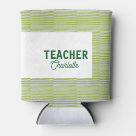 Porta-lata Lemon green white stripes teacher professor name c