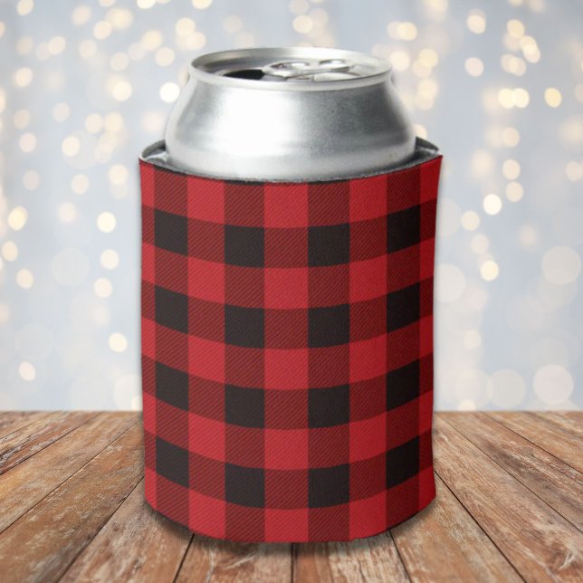 Porta-lata lenhador rústico de inverno vermelho xadrez búfalo (rustic winter lumberjack red buffalo plaid party can cooler)