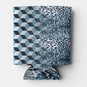 Porta-lata Leopard Geométrico, Design de Pele Animal.
